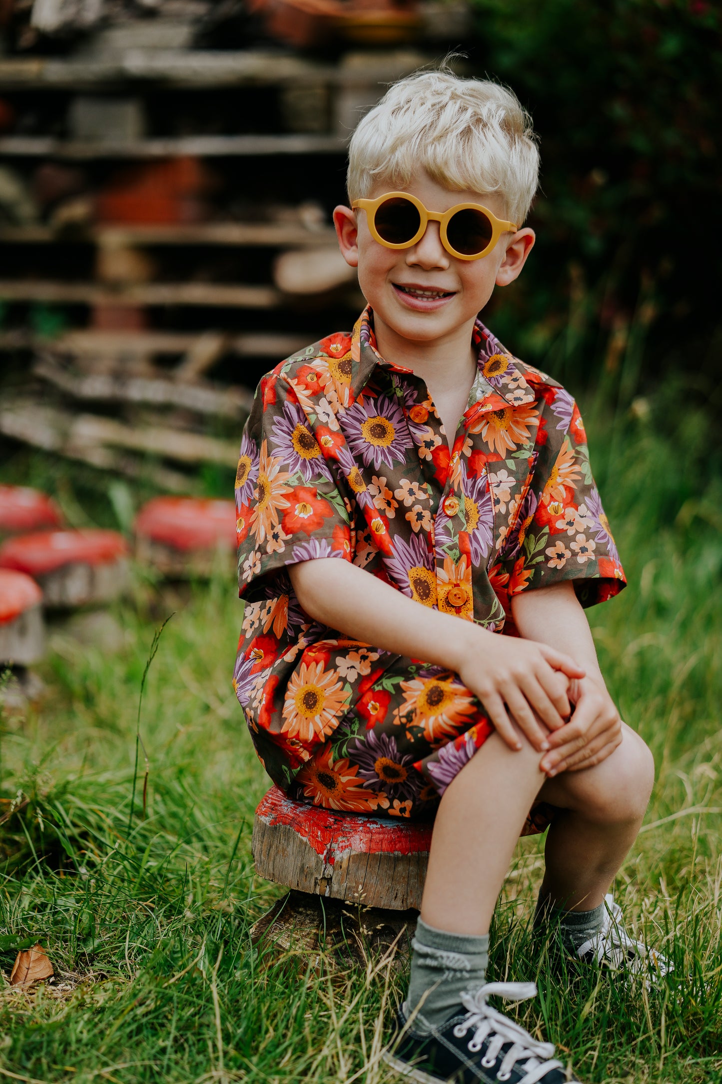 Orange Floral Print Baby & Children's Shirt