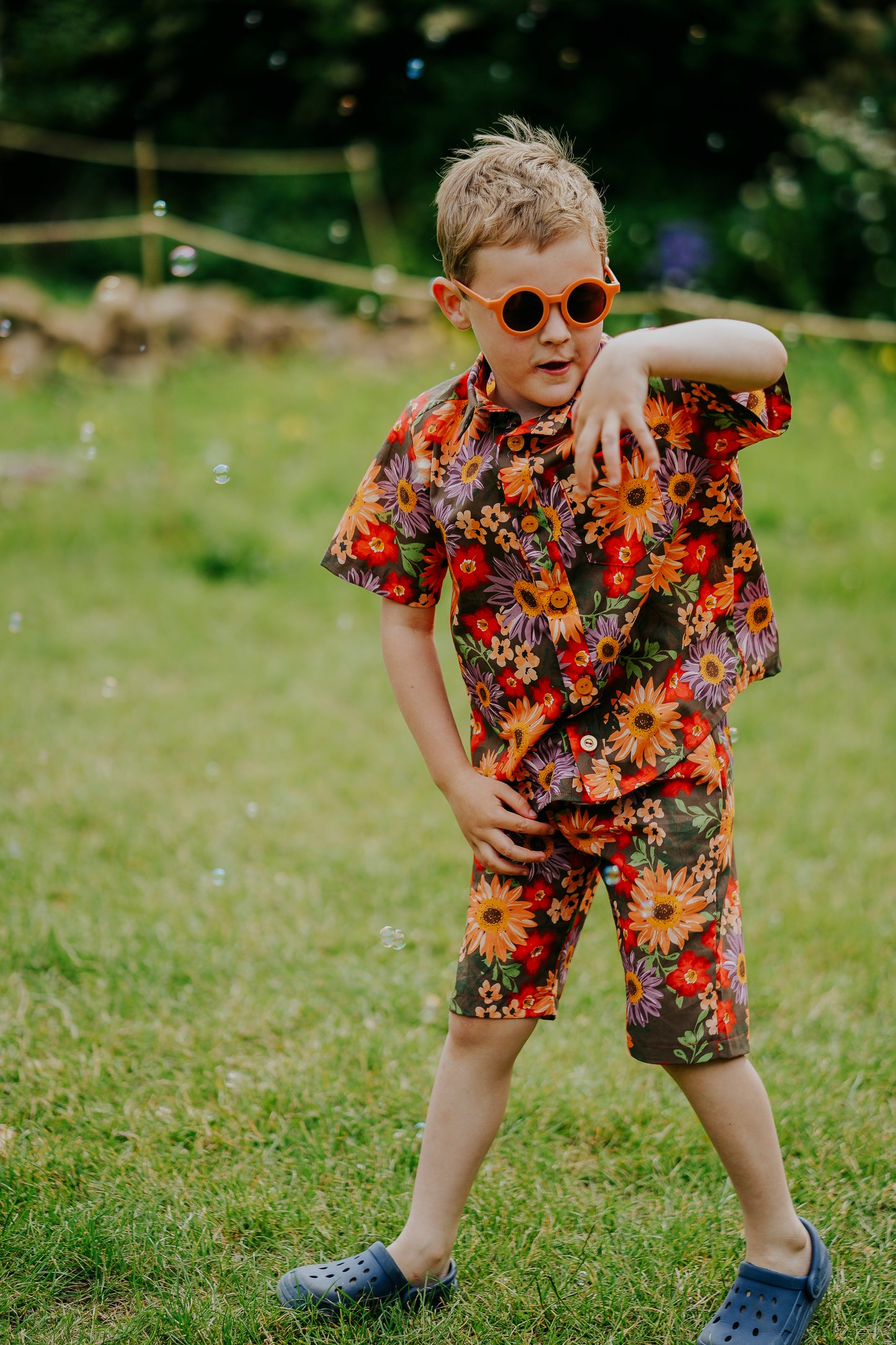 Orange Floral Print Baby & Children's Shirt