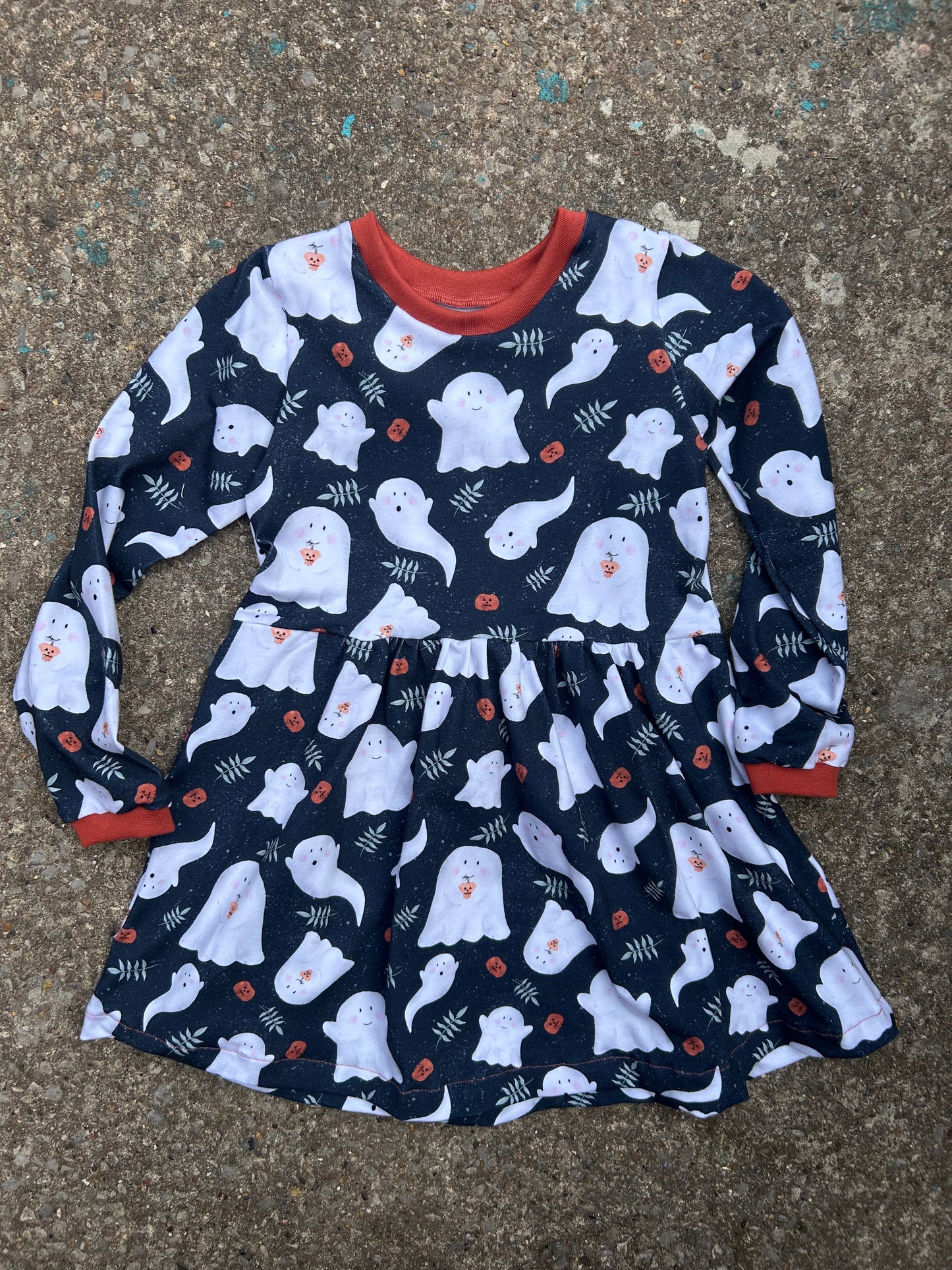 Grey Ghosts Halloween Long Sleeve Baby & Toddler Jersey Dress