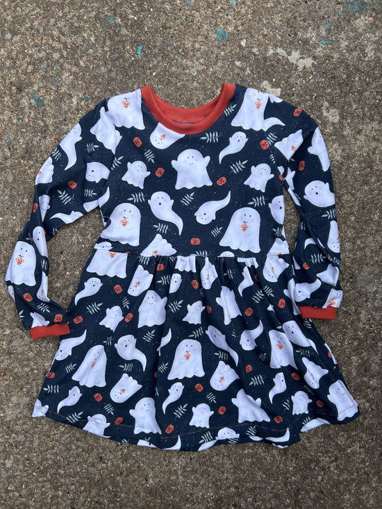 Grey Ghosts Halloween Long Sleeve Baby & Toddler Jersey Dress