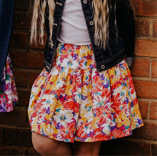 1-2yrs Coral Floral Print Toddler & Children's Skirt