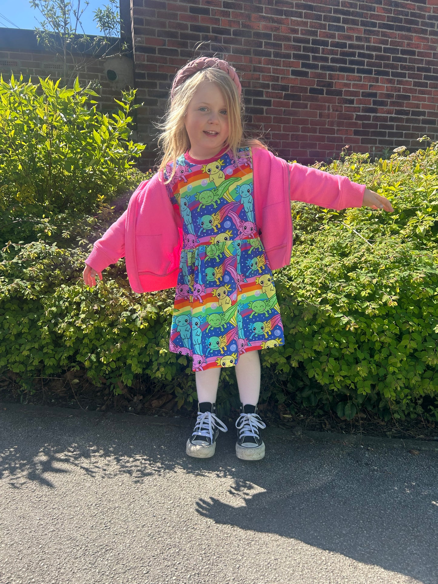 Axolotl Rainbow Short Sleeve Baby & Toddler Jersey Dress