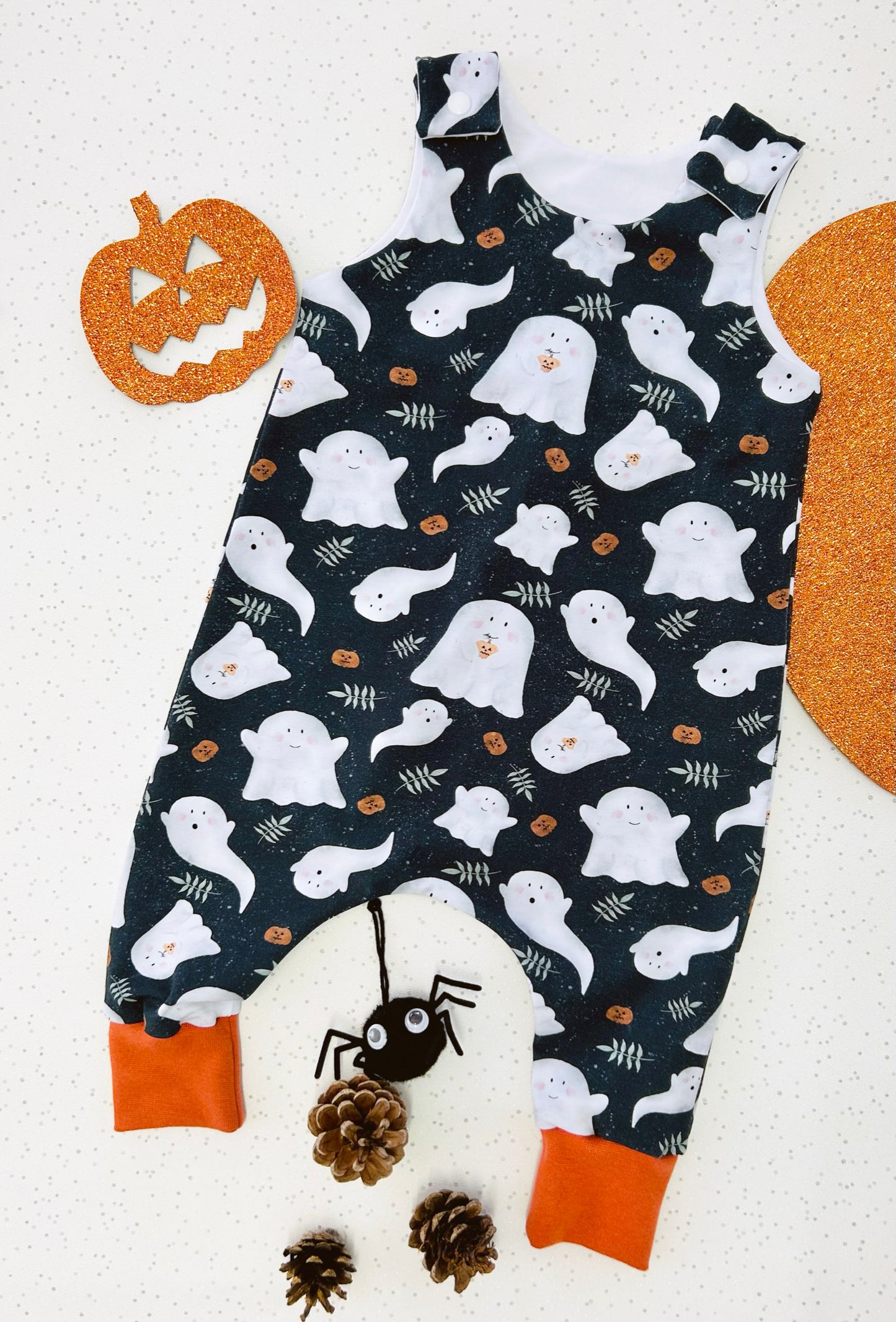Grey Ghosts Halloween Baby & Toddler Jersey Romper