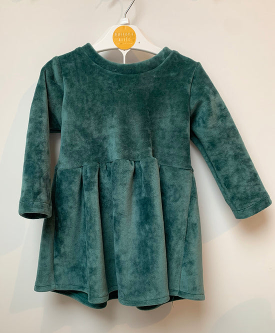 Load image into Gallery viewer, Green Velvet Baby &amp;amp; Toddler Jersey Dress

