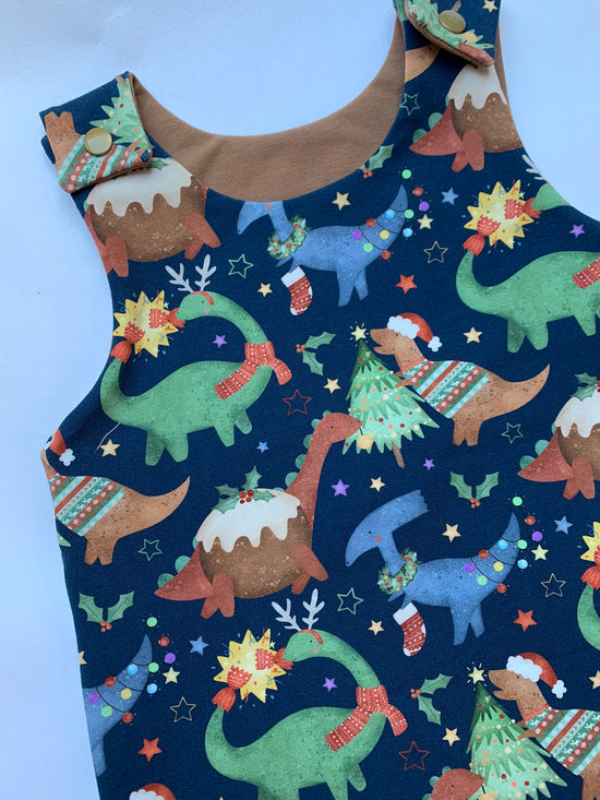 Blue Christmas Dino's Baby & Toddler Jersey Romper