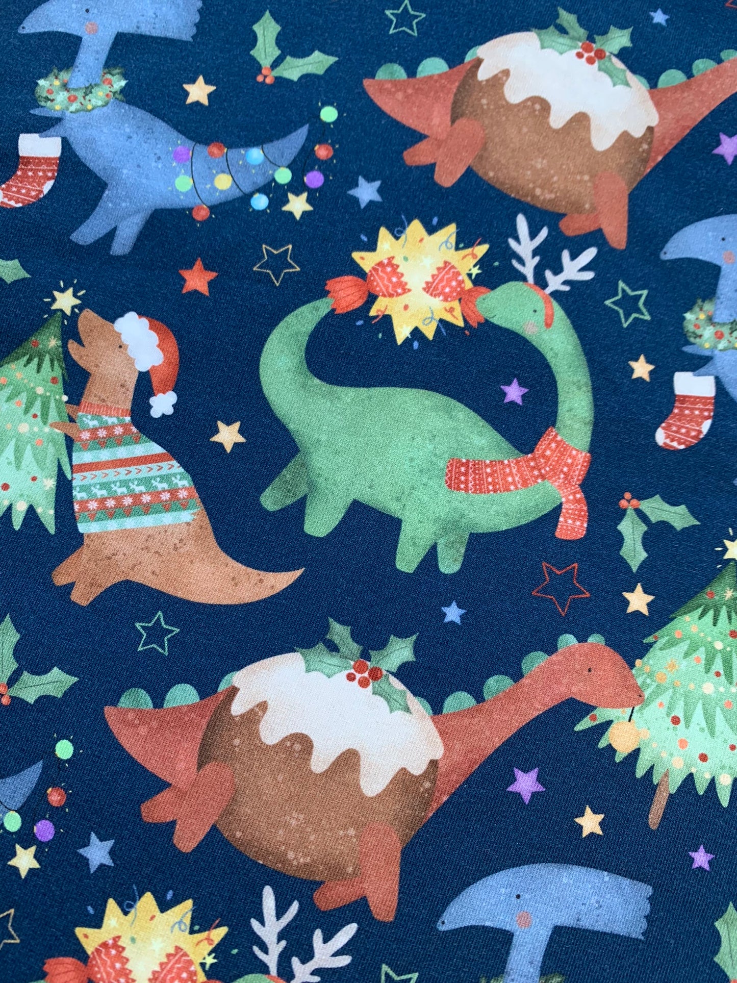 Blue Christmas Dino's Baby & Toddler Jersey Romper