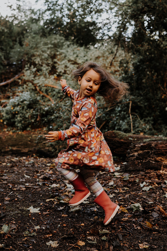Autumn Mr Fox Long Sleeve Baby & Toddler Jersey Dress