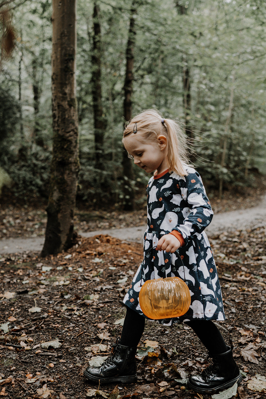 Grey Ghosts Halloween Long Sleeve Baby & Toddler Jersey Dress