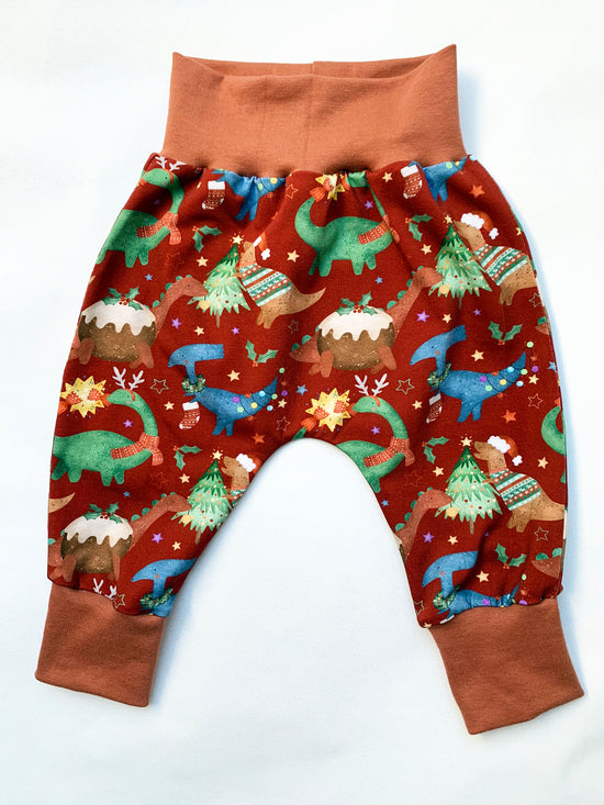 Red Christmas Dino's Jersey Baby & Toddler Harem Pants