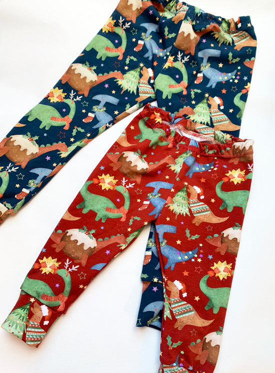 Red Christmas Dino's Toddler & Children's Jersey Leggings