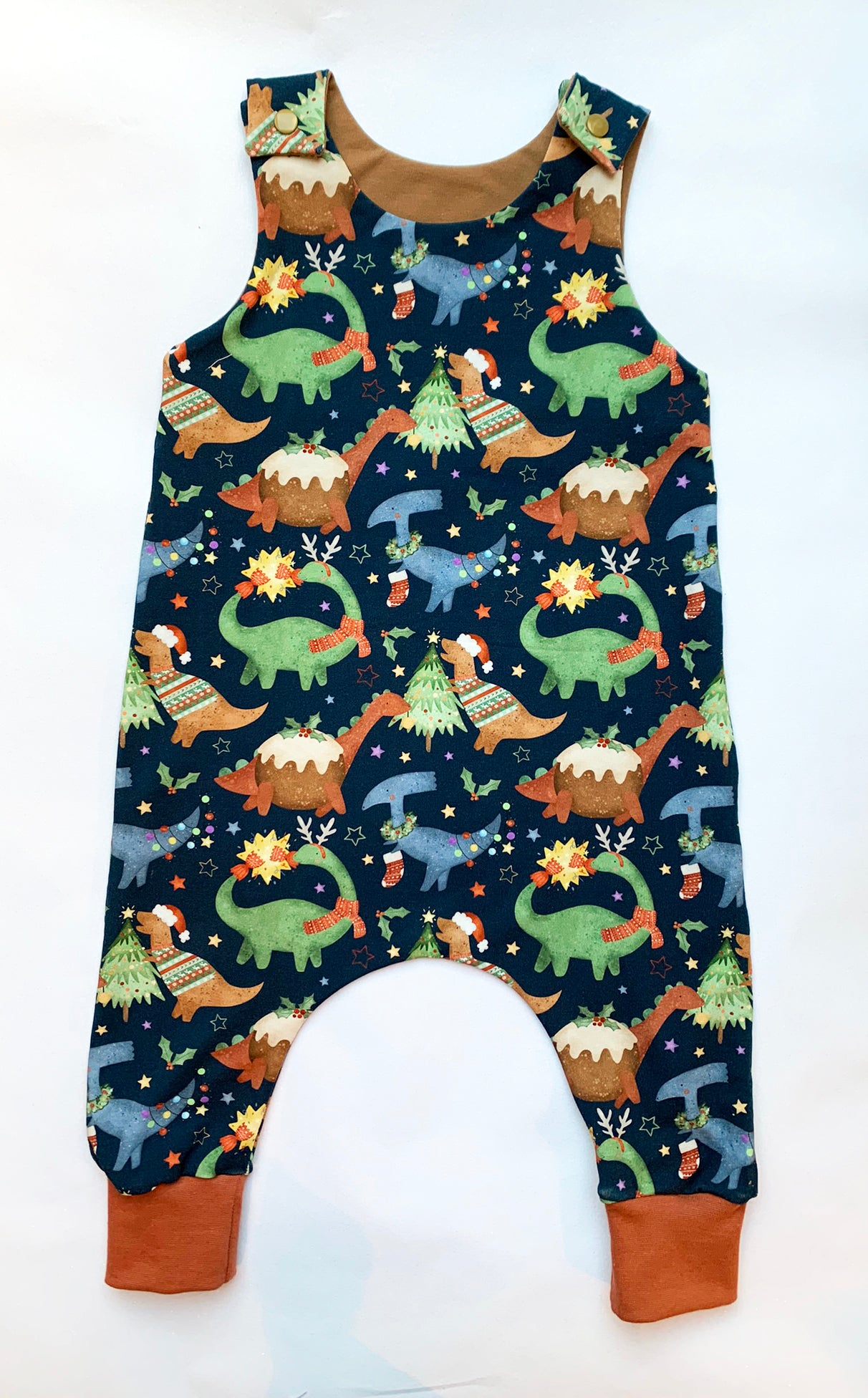 Blue Christmas Dino's Baby & Toddler Jersey Romper