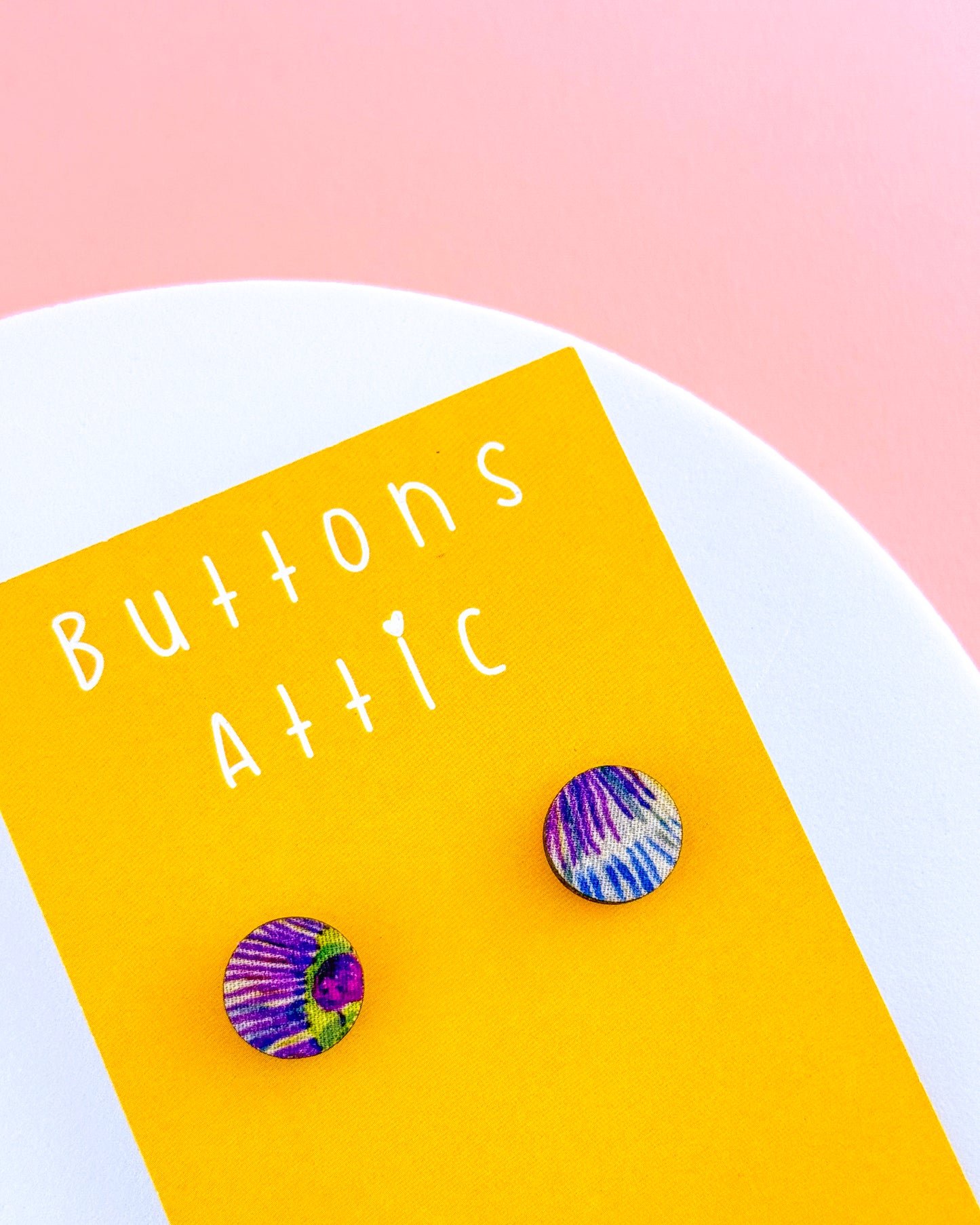 Blue Floral Print Small Stud Zero Waste Earring