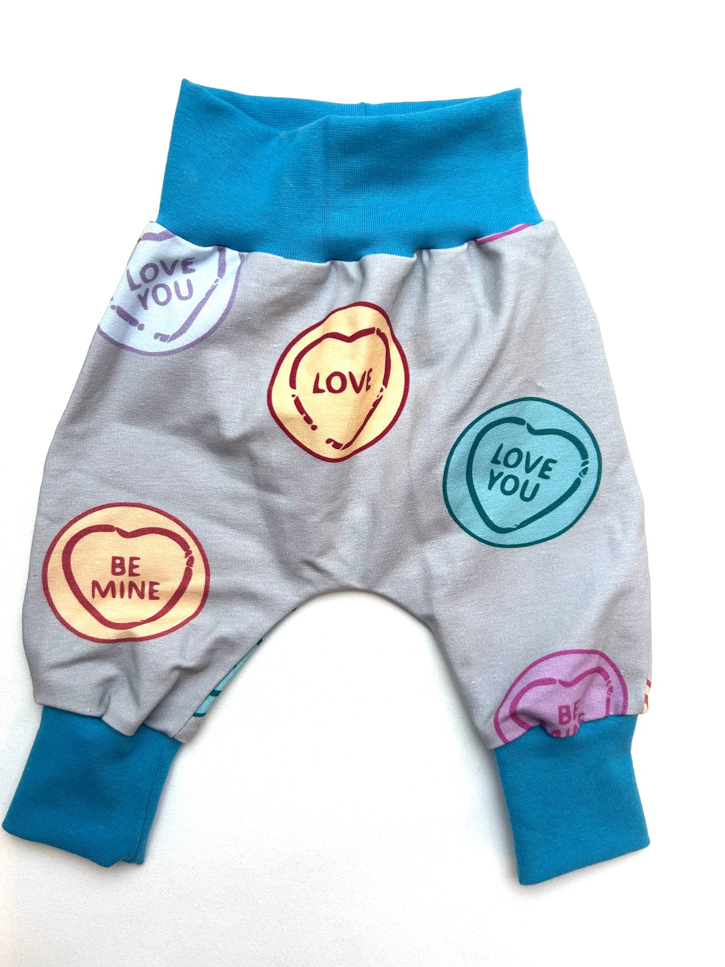 Love Hearts Jersey Baby & Toddler Harem Pants Pink Cuffs