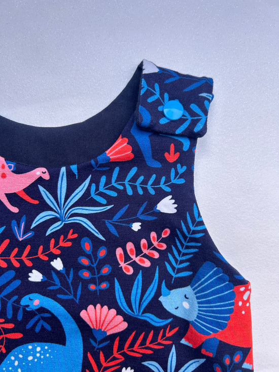 Load image into Gallery viewer, Blue Fauna Dinosaur Baby &amp;amp; Toddler Jersey Romper
