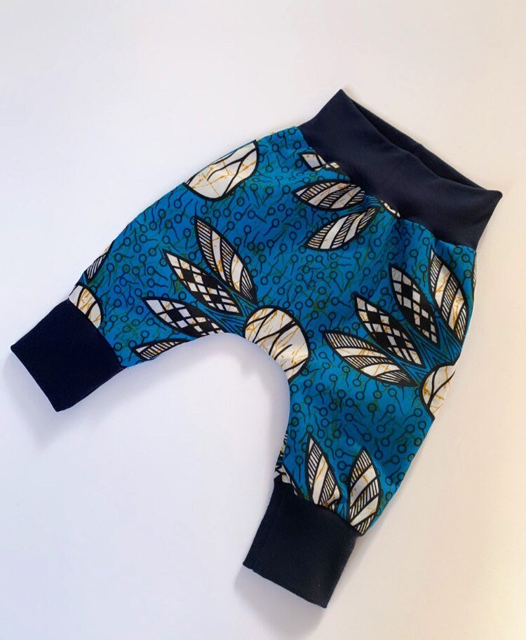 Load image into Gallery viewer, Blue Tribal Print Baby &amp;amp; Toddler Harem Pants
