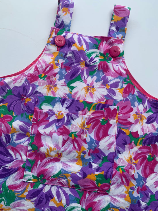 Load image into Gallery viewer, Purple Floral Toddler &amp;amp; Children&amp;#39;s Pinafore Dress
