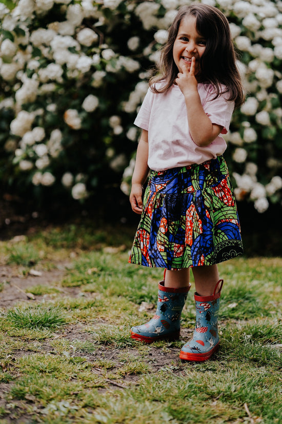 Floral Swirls African Wax Print Toddler & Children's Skirt